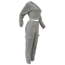 Load image into Gallery viewer, CM.YAYA Fashion Women&#39;s Set Long Sleeve Zipper Fly Hoodies and Jogger Cargo Pants 2023 Active Two 2 Piece Sets Outfit Tracksuit
