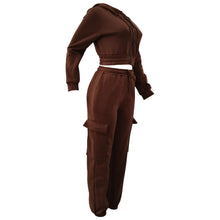 Load image into Gallery viewer, CM.YAYA Fashion Women&#39;s Set Long Sleeve Zipper Fly Hoodies and Jogger Cargo Pants 2023 Active Two 2 Piece Sets Outfit Tracksuit

