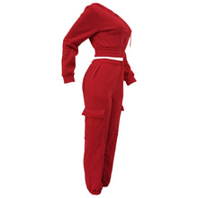 Load image into Gallery viewer, CM.YAYA Fashion Women&#39;s Set Long Sleeve Zipper Fly Hoodies and Jogger Cargo Pants 2023 Active Two 2 Piece Sets Outfit Tracksuit
