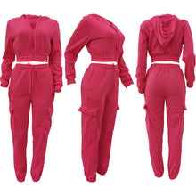 Load image into Gallery viewer, CM.YAYA Fashion Women&#39;s Set Long Sleeve Zipper Fly Hoodies and Jogger Cargo Pants 2023 Active Two 2 Piece Sets Outfit Tracksuit
