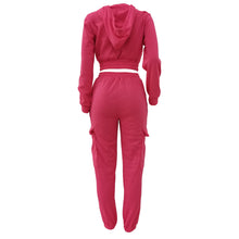 Load image into Gallery viewer, CM.YAYA Fashion Women&#39;s Set Long Sleeve Zipper Fly Hoodies and Jogger Cargo Pants 2023 Active Two 2 Piece Sets Outfit Tracksuit
