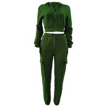 Load image into Gallery viewer, CM.YAYA Fashion Women&#39;s Set Long Sleeve Zipper Fly Hoodies and Jogger Cargo Pants 2023 Active Two 2 Piece Sets Outfit Tracksuit
