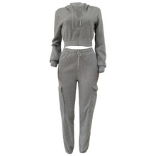 Load image into Gallery viewer, CM.YAYA Fashion Women&#39;s Set Long Sleeve Zipper Fly Hoodies and Jogger Cargo Pants 2023 Active Two 2 Piece Sets Outfit Tracksuit
