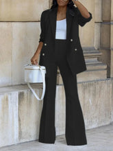 Load image into Gallery viewer, Autumn Winter 2 Piece Outfits for Women Blazer Jackets High Waisted Straight Leg Pants Suits Set Business Casual Office
