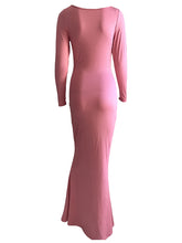 Load image into Gallery viewer, Elegant Women s Long Sleeve Round Neck Solid Color Maxi Dress with  Fit Design for Casual and Home Wear
