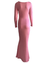 Load image into Gallery viewer, Elegant Women s Long Sleeve Round Neck Solid Color Maxi Dress with  Fit Design for Casual and Home Wear
