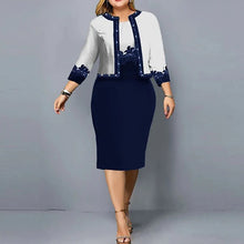 Load image into Gallery viewer, Women Elegant Floral Printed Party Dress Sets Cardigan Tops And Wrapped Hip Dresses Suit Ladies Chic Flare Sleeve Evening Dress
