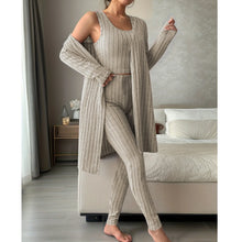 Load image into Gallery viewer, Fall Winter 3 Piece Homewear For Women Solid Cardigan Fashion Pant And Vest Ladies Suit Vintage Fashion Ladies Three Piece Set
