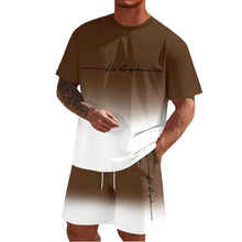 Load image into Gallery viewer, Men&#39;S Summer Suit Short-Sleeved T-Shirt Top Loose Shorts Pure Cotton Letter Print Round Neck Outdoor Breathable Casual Men Wear
