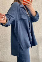 Load image into Gallery viewer, summer outfits for women 2025 New Loose Button Long Sleeve Shirt and Cropped Pants Casual Sports Summer women&#39;s suit Pants Set
