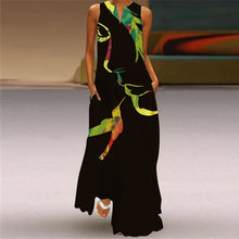 Load image into Gallery viewer, Vintage Maxi Dress Women Summer Loose Sleeveless Long Dresses Elegant Lady V Neck Pocket Boho Beach Sundress Vestidos Plus Size
