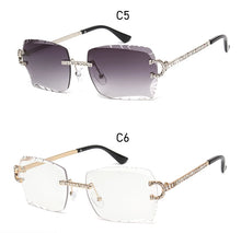 Load image into Gallery viewer, Fashion Rimless Square Sunglasses Vintage Diamond Brand Design Cut Lens Sun Glasses Men Women Metal Frame Luxury UV400 Eyewear
