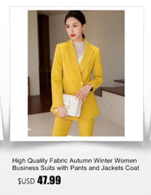 Load image into Gallery viewer, High Quality Fabric Women Formal Business Suits with Pants and Jackets Coat OL Style Elegant Professional Pantsuits Trousers Set
