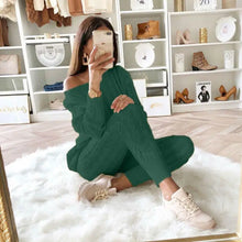 Load image into Gallery viewer, Autumn Winter Women 2 Piece Set Casual Knitted Tracksuit Sportswear Warm Sweater + Long Pants Outfits Women Autumn Wear S-5XL

