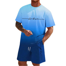 Load image into Gallery viewer, Men&#39;S Summer Suit Short-Sleeved T-Shirt Top Loose Shorts Pure Cotton Letter Print Round Neck Outdoor Breathable Casual Men Wear
