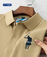 Load image into Gallery viewer, Luxury Embroidery Men's Polo Shirt Summer Thin Breathable 100%Cotton Black Navy Blue Lapel Short-Sleeved Tops Brand Clothing
