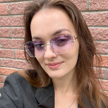 Load image into Gallery viewer, Ruiao Luxury high quality rimless diamond cut nylon lens UV400 Sunglasses fashion square metal legs glasses for men women
