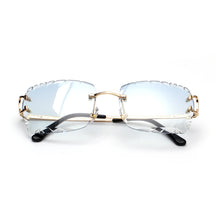 Load image into Gallery viewer, Ruiao Luxury high quality rimless diamond cut nylon lens UV400 Sunglasses fashion square metal legs glasses for men women
