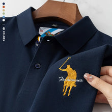 Load image into Gallery viewer, Luxury Embroidery Men's Polo Shirt Summer Thin Breathable 100%Cotton Black Navy Blue Lapel Short-Sleeved Tops Brand Clothing
