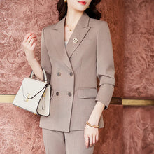 Load image into Gallery viewer, High Quality Fabric Women Formal Business Suits with Pants and Jackets Coat OL Style Elegant Professional Pantsuits Trousers Set
