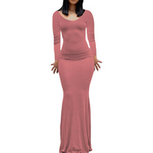 Load image into Gallery viewer, Elegant Women s Long Sleeve Round Neck Solid Color Maxi Dress with  Fit Design for Casual and Home Wear
