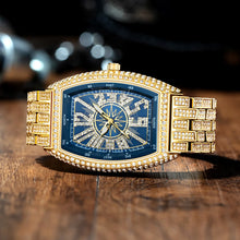 Load image into Gallery viewer, Luxury Gold Watches Men Brand MISSFOX Fashion Hip Hop lce Diamond Sun Pattern Literal Quartz Wristwatch Male Dropshipping Hot
