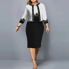 Load image into Gallery viewer, Women Elegant Floral Printed Party Dress Sets Cardigan Tops And Wrapped Hip Dresses Suit Ladies Chic Flare Sleeve Evening Dress
