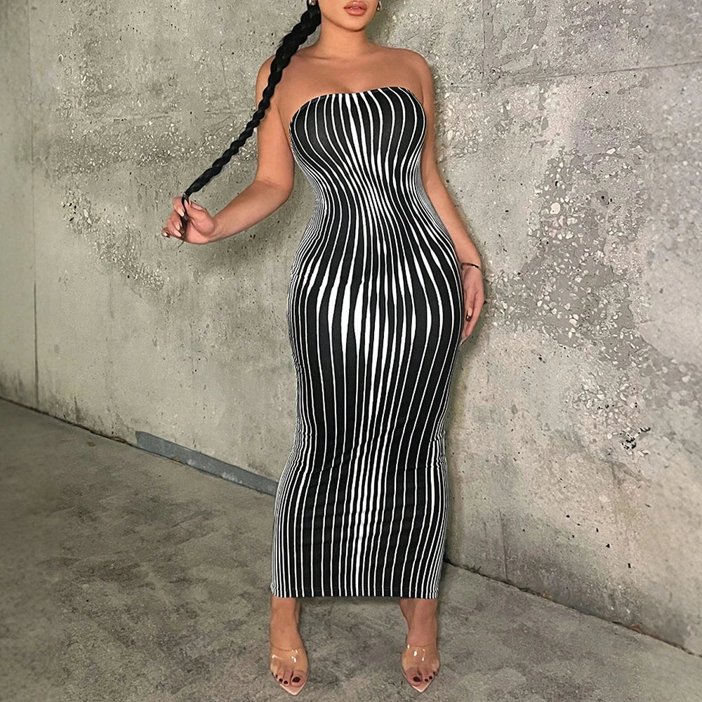 Mia Muse Women's Sleeveless Maxi Dress Spring Summer V-Neck Striped Wrap Ankle-Length Fashion Party Gown Junior Size
