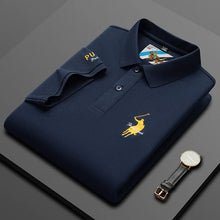 Load image into Gallery viewer, Luxury Embroidery Men's Polo Shirt Summer Thin Breathable 100%Cotton Black Navy Blue Lapel Short-Sleeved Tops Brand Clothing
