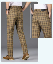 Load image into Gallery viewer, Luxury Brand Men&#39;s Stripe Plaid Casual Pants Men Army Green Four Seasons High Quality Business Trousers Men&#39;s Slim Straight Pant
