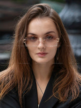 Load image into Gallery viewer, Ruiao Luxury high quality rimless diamond cut nylon lens UV400 Sunglasses fashion square metal legs glasses for men women
