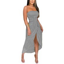 Load image into Gallery viewer, Elegant Strapless Maxi Dress Stylish Off-Shoulder Gown with Side Slit and Cropped Hem Women s Formal Evening Wear in 4 Colors
