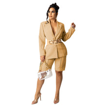 Load image into Gallery viewer, Office Lady Female Short Sets Long Sleeves Single Breasted Blazer Suit Elegant OL High Waist Pants Two Piece Set Women Outfit
