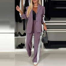 Load image into Gallery viewer, 2 Piece Set Women Outfit Winter Fall Fashion V neck Long Sleeve Coat Elegant Straight Leg Pant Set Women Sports Clothing
