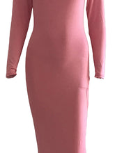 Load image into Gallery viewer, Elegant Women s Long Sleeve Round Neck Solid Color Maxi Dress with  Fit Design for Casual and Home Wear
