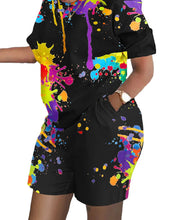 Load image into Gallery viewer, Summer Outfits For Women 2024 Casual Loose Print T Shirt Shorts Two Pieces Set Office Short Sleeve T Shirt And Pocket Short Sets
