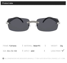 Load image into Gallery viewer, KENBO 2024 Vintage Rimless Rectangle Sunglasses for Women Men Luxury Sun Glasses Fashion Crystal Wood Eyewear Shades UV400
