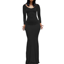 Load image into Gallery viewer, Elegant Women s Long Sleeve Round Neck Solid Color Maxi Dress with  Fit Design for Casual and Home Wear
