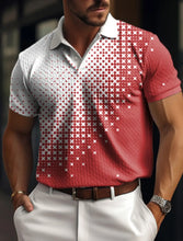 Load image into Gallery viewer, Men&#39;s Polo Shirt Button Up Polo Lapel Polo Shirt Golf Shirt Plaid Graphic Prints Geometry Street Casual Mesh Fabric Short Sleeve
