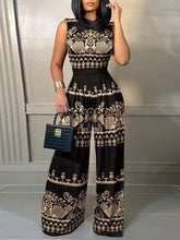 Load image into Gallery viewer, Elegant Women Wide Leg Long Juumpsuit 2024 Spring Summer Fashion Printed Sleeveless Casual Holiday Bodysuits Jumpsuits Trousers

