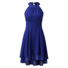 Load image into Gallery viewer, Summer Elegant Women Dresses High Waist Sexy Cropped Layered Solid Halter Dress Ladies Casual Sleeveless Chiffon Party Dress
