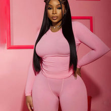 Load image into Gallery viewer, Europe Style Women&#39;s Autumn New Solid Color Round Neck Long Sleeve Tight Top Fashion Street Trouser Suit Women
