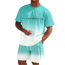 Load image into Gallery viewer, Men&#39;S Summer Suit Short-Sleeved T-Shirt Top Loose Shorts Pure Cotton Letter Print Round Neck Outdoor Breathable Casual Men Wear
