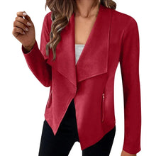 Load image into Gallery viewer, Women&#39;s Suit Jacket Solid Suede Lapel Zipper Pocket Office Commuting Formal Slim Cardigan Top Fashion Street Wear S-XL
