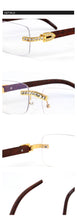 Load image into Gallery viewer, KENBO 2024 Vintage Rimless Rectangle Sunglasses for Women Men Luxury Sun Glasses Fashion Crystal Wood Eyewear Shades UV400
