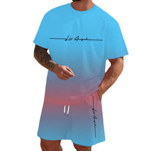 Load image into Gallery viewer, Men&#39;S Summer Suit Short-Sleeved T-Shirt Top Loose Shorts Pure Cotton Letter Print Round Neck Outdoor Breathable Casual Men Wear
