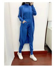 Load image into Gallery viewer, Fashion Women Sweater 3 Piece Set Tracksuit Spring Autumn Long Cardigan Coat + Half Turtleneck Vest + Pants Knitted Suits Outfit
