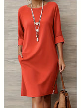 Load image into Gallery viewer, Elegant Dress Casual Chic Versatile Dress Office Midi Pocket Sleeve Dress Loose A Line Solid Color For Woman Summer Knee Length
