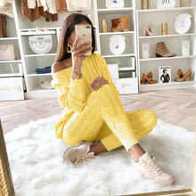 Load image into Gallery viewer, Autumn Winter Women 2 Piece Set Casual Knitted Tracksuit Sportswear Warm Sweater + Long Pants Outfits Women Autumn Wear S-5XL
