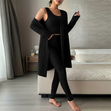 Load image into Gallery viewer, Fall Winter 3 Piece Homewear For Women Solid Cardigan Fashion Pant And Vest Ladies Suit Vintage Fashion Ladies Three Piece Set
